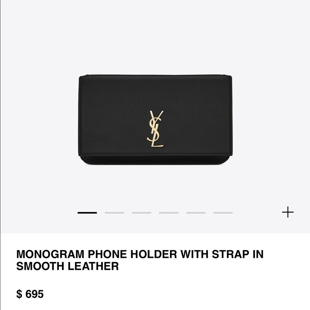 YSL Monogram Phone Holder with Strap in Smooth Leather